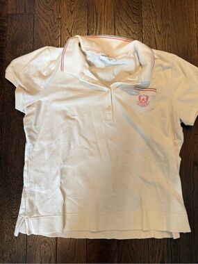 Vintage Lizgolf White Pink Preppy Golf Polo Shirt Y2K Tennis